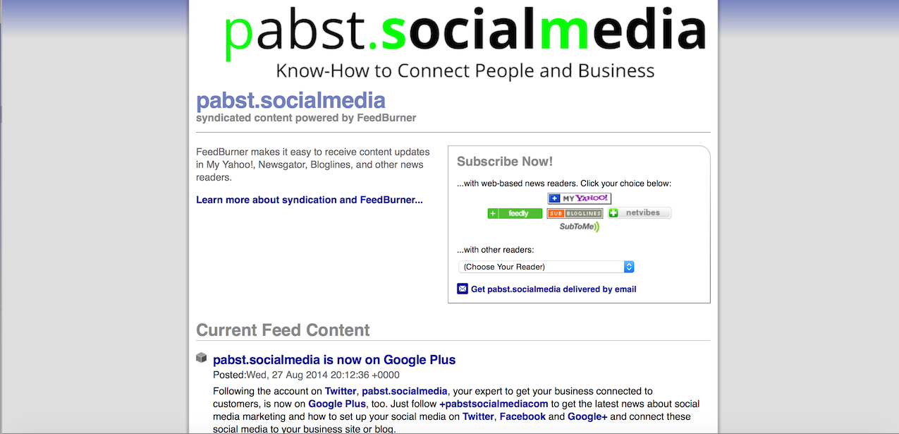 pabst.socialmedia RSS-feed on FeedBurner