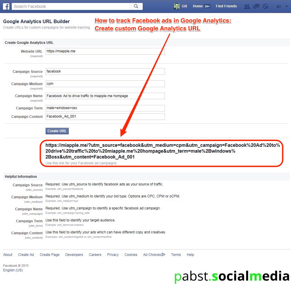 Tracking Facebook Ads in Google Analytics