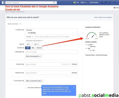 track Facebook ads in Google Analytics_04_create ad set