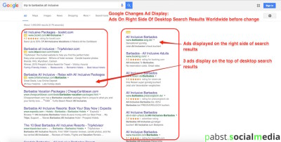 Google changes ad display_Google Search Desktop Results before change